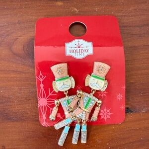 Holiday Time Festive Nutcracker Earrings with Red and Green